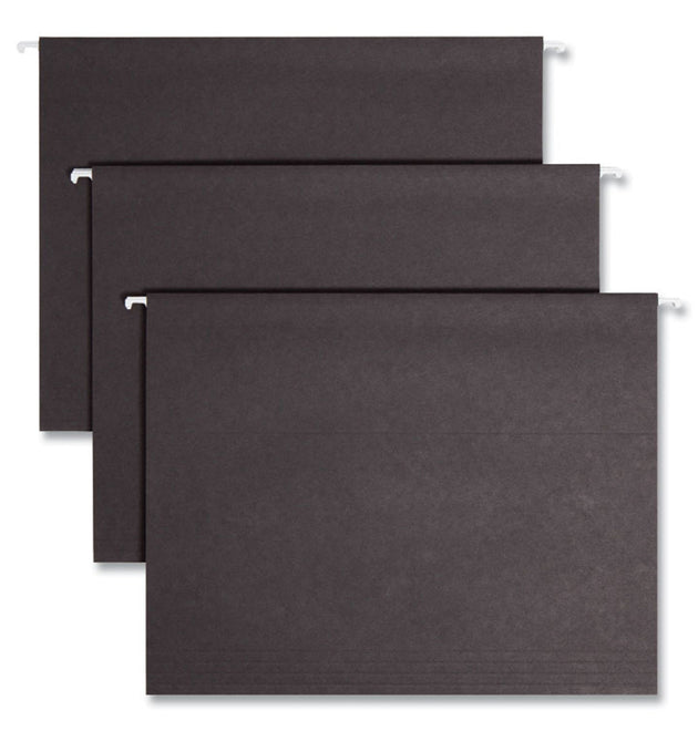 Colored Hanging File Folders with 1/5 Cut Tabs, Letter Size, 1/5-Cut Tabs, Black, 25/Box