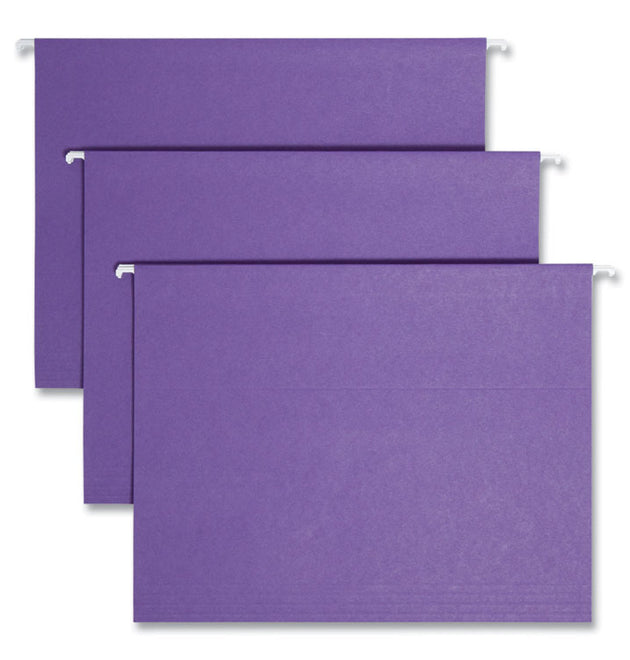 Colored Hanging File Folders with 1/5 Cut Tabs, Letter Size, 1/5-Cut Tabs, Purple, 25/Box