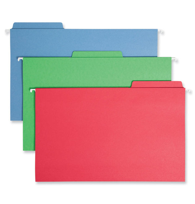 FasTab Hanging Folders, Legal Size, 1/3-Cut Tabs, Assorted Colors, 18/Box