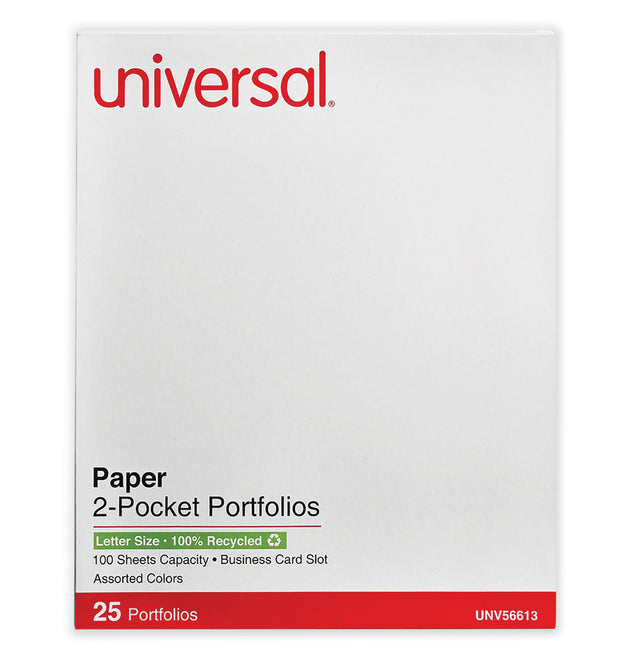 Two-Pocket Portfolio, Embossed Leather Grain Paper, 11 x 8.5, Assorted Colors, 25/Box