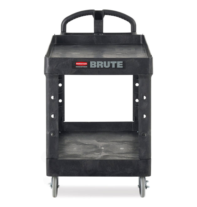 Heavy-Duty Utility Cart with Lipped Shelves, Plastic, 2 Shelves, 500 lb Capacity, 25.9