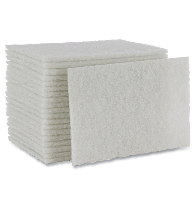 Light Duty Scour Pad, White, 6 x 9, White, 20/Carton