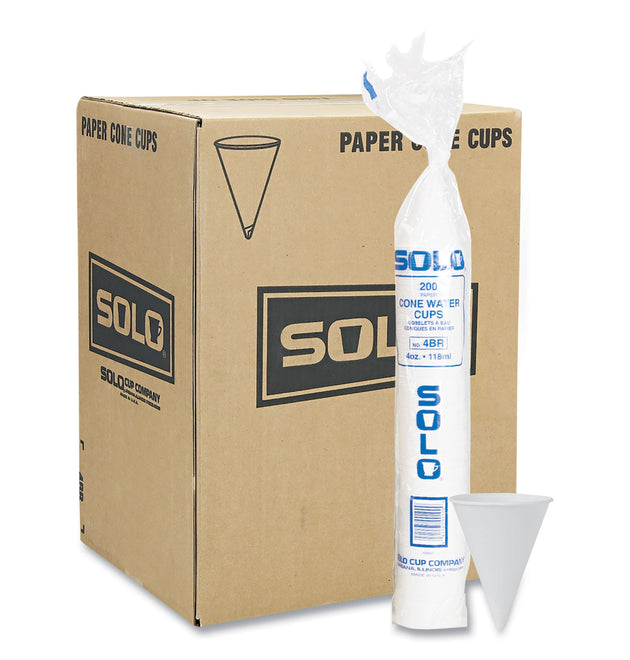 Cone Water Cups, ProPlanet Seal, Cold, Paper, 4 oz, White, 200/Bag, 25 Bags/Carton