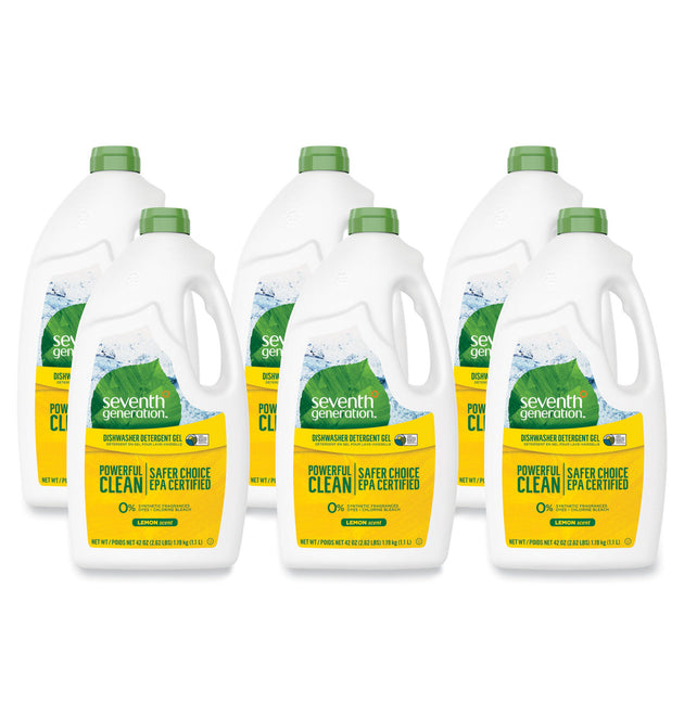 Natural Automatic Dishwasher Gel, Lemon, 42 oz Bottle, 6/Carton