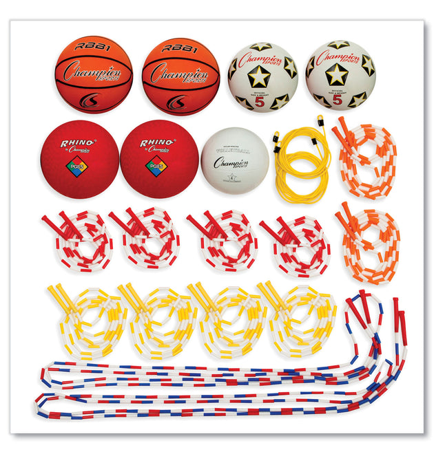 Physical Education Kit with 7 Balls, 14 Jump Ropes, Assorted Colors