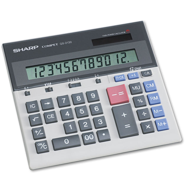 QS-2130 Compact Desktop Calculator, 12-Digit LCD