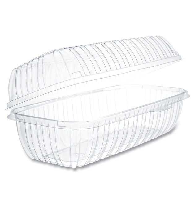 Showtime Clear Hinged Containers, Hoagie Container, 29.9 oz, 5.1 x 9.9 x 3.5, Clear, Plastic, 100/Bag 2 Bags/Carton