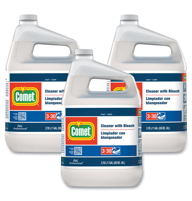 Cleaner with Bleach, Liquid, One Gallon Bottle, 3/Carton