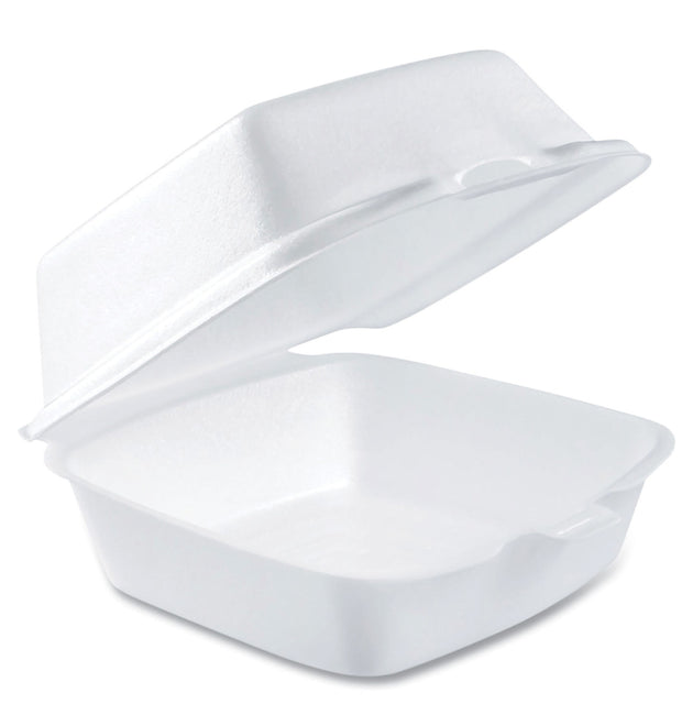 Foam Hinged Lid Containers, 5.38 x 5.5 x 2.88, White, 500/Carton