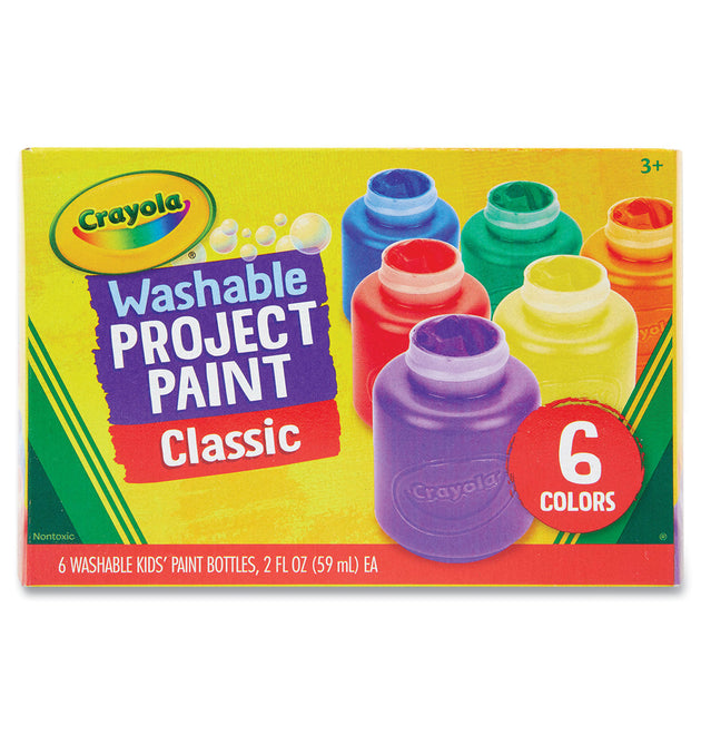 Washable Paint, 6 Assorted Colors, 2 oz Bottle, 6/Pack