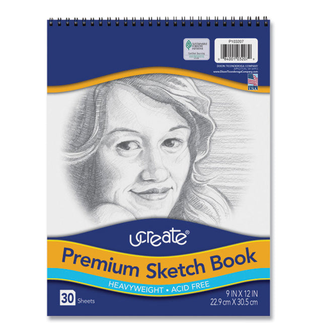 Art1st Artist's Sketch Pad, Unruled, 30 White 9 x 12 Sheets