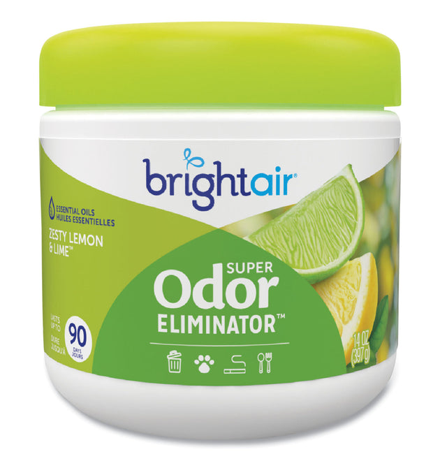 Super Odor Eliminator, Zesty Lemon and Lime, 14 oz Jar, 6/Carton