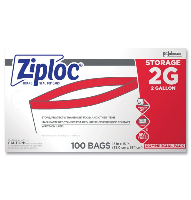 Double Zipper Storage Bags, 2 gal, 1.75 mil, 15