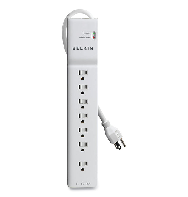 Home/Office Surge Protector, 7 AC Outlets, 6 ft Cord, 2,320 J, White