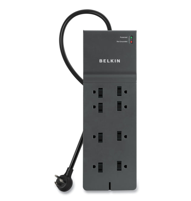 Home/Office Surge Protector, 8 AC Outlets, 8 ft Cord, 2,500 J, Black