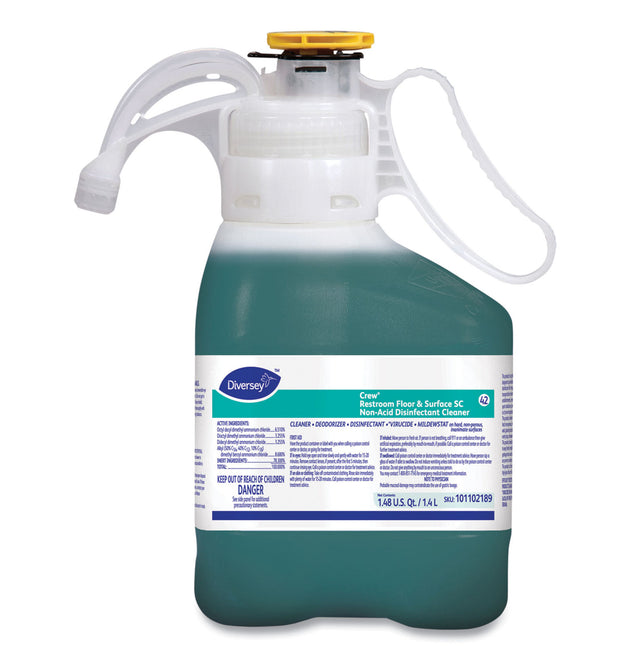 Crew Restroom Floor and Surface SC Non-Acid Disinfectant Cleaner, Fresh, 1.4 L Bottle, 2/Carton