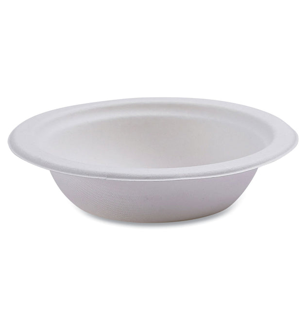 Vanguard Renewable and Compostable Sugarcane Bowls, 12 oz, White, 1,000/Carton