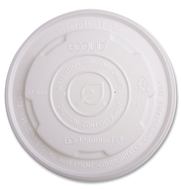 World Art PLA-Laminated Soup Container Lids for 12 oz, 16 oz, 32 oz, White, Plastic, 50/Pack, 10 Packs/Carton