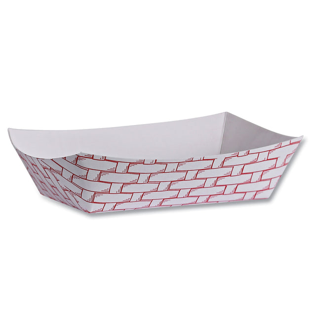 Paper Food Baskets, 6 oz Capacity, 3.78 x 4.3 x 1.08, Red/White, 1,000/Carton