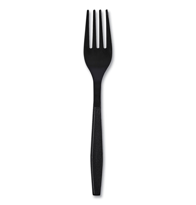 Heavyweight Wrapped Polypropylene Cutlery, Fork, Black, 1,000/Carton