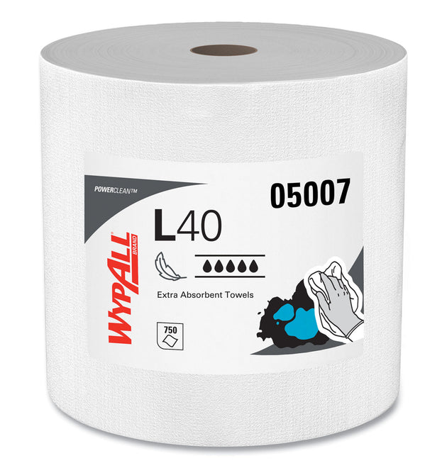 L40 Towels, Jumbo Roll, 12.5 x 12.2, White, 750/Roll