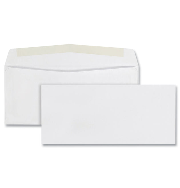 Business Envelope, #10, Commercial Flap, Side Seam, Gummed Closure, 24 lb Bond Weight Paper, 4.13 x 9.5, White, 500/Box