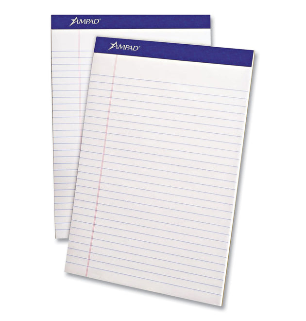 Perforated Writing Pads, Wide/Legal Rule, 50 White 8.5 x 11.75 Sheets, Dozen