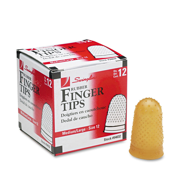 Rubber Finger Tips, 12 (Medium-Large), Amber, Dozen