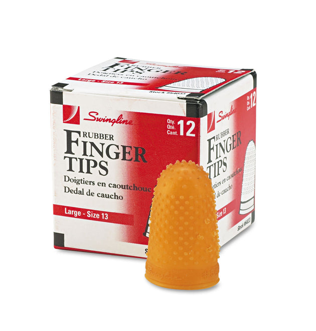 Rubber Finger Tips, 13 (Large), Amber, Dozen