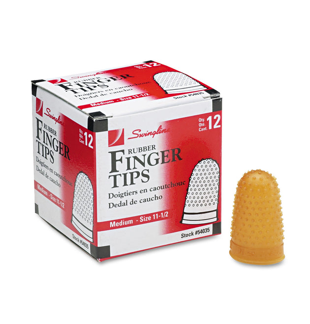 Rubber Finger Tips, 11 1/2 (Medium), Amber, Dozen