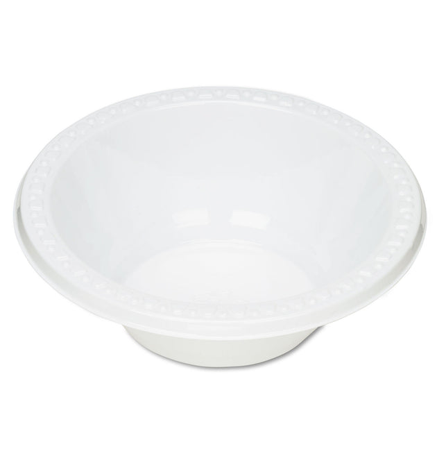 Plastic Dinnerware, Bowls, 12 oz, White, 125/Pack