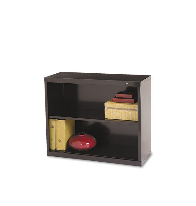 Metal Bookcase, Two-Shelf, 34.5w x 13.5d x 28h, Black