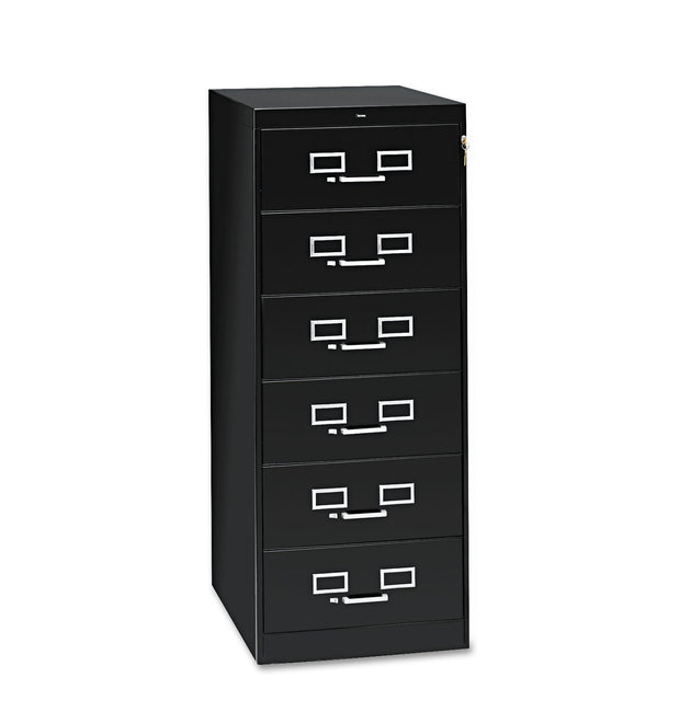 Six-Drawer Multimedia/Card File Cabinet, Black, 21.25