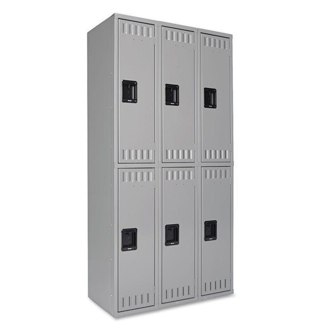 Double Tier Locker, Triple Stack, 36w x 18d x 72h, Medium Gray