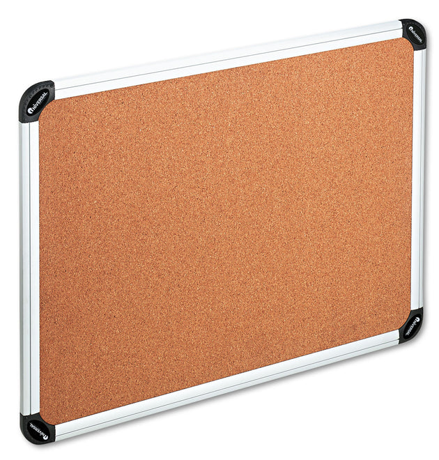 Cork Board with Aluminum Frame, 48 x 36, Tan Surface, Silver Frame