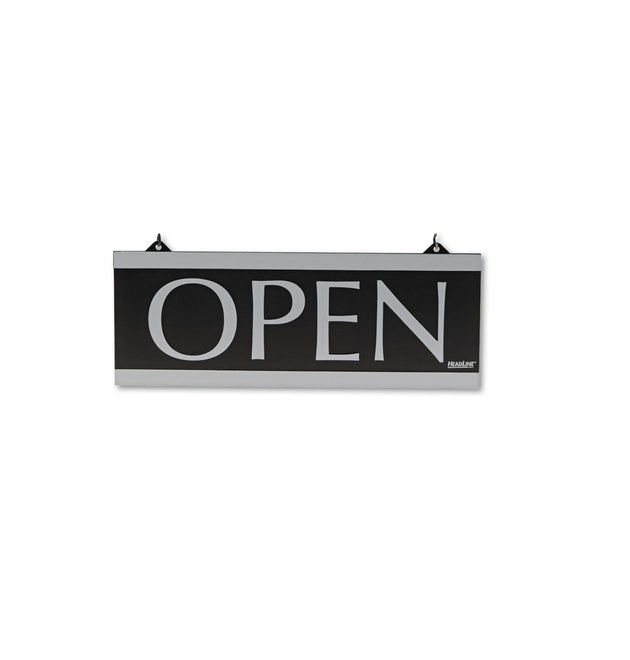 Century Series Reversible Open/Closed Sign, w/Suction Mount, 13 x 5, Black