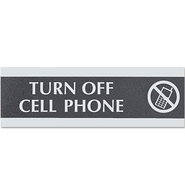 Century Series Office Sign,TURN OFF CELL PHONE, 9 x 3