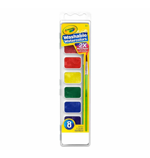 Washable Watercolor Paint, 8 Assorted Colors, Palette Tray